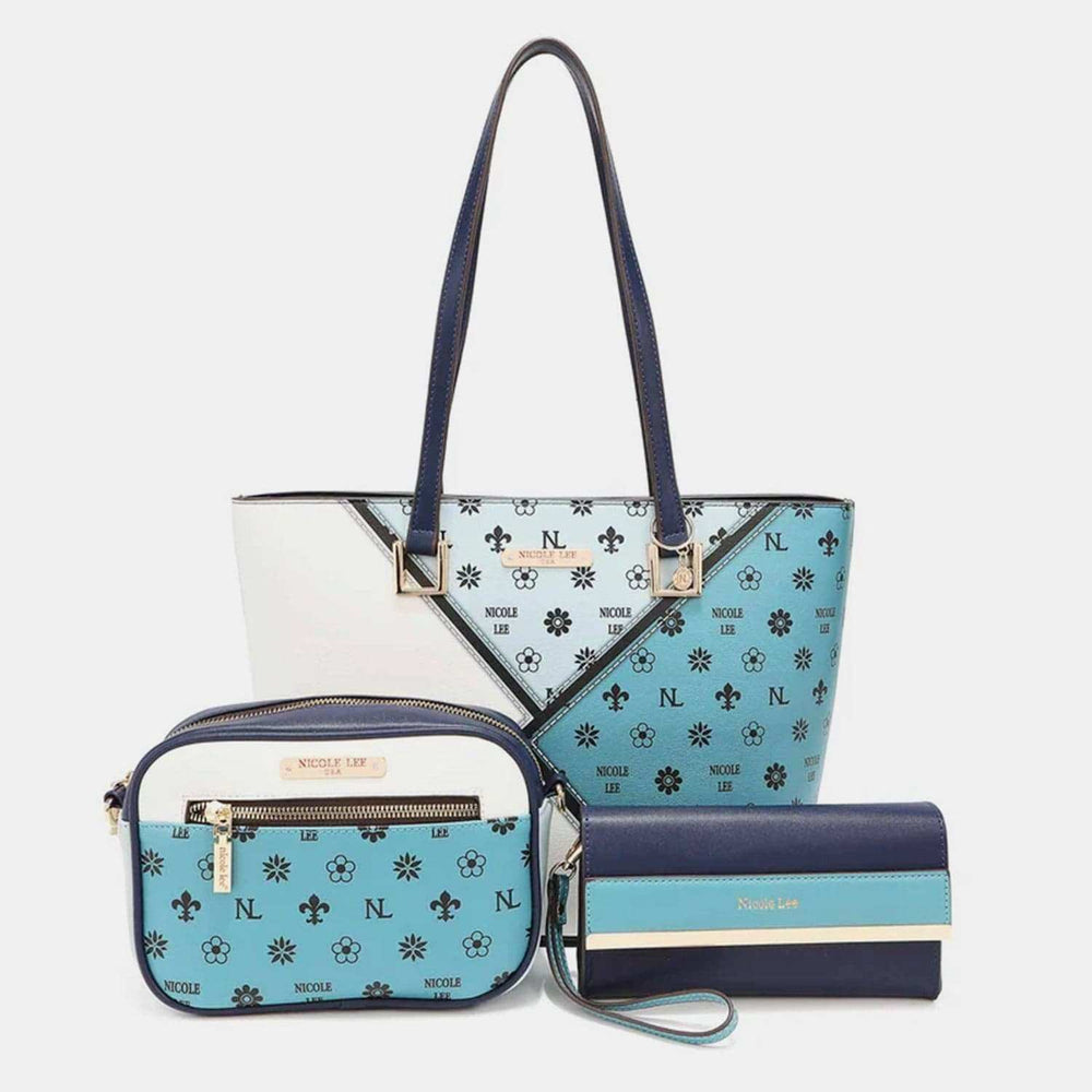 Nicole Lee USA 3-Piece Color Block Handbag Set - Trendsi - Flyclothing LLC