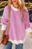 Round Neck Dropped Shoulder Sweater - Trendsi - Flyclothing LLC