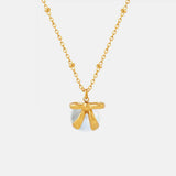 Titanium Steel Bow & Bead Pendant Necklace - Trendsi - Flyclothing LLC