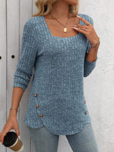 Square Neck Long Sleeve T-Shirt - Trendsi - Flyclothing LLC