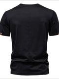Men's Embroidered Round Neck T-Shirt - Trendsi