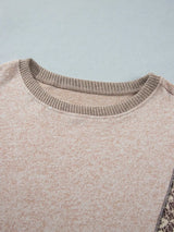Floral Print Round Neck Long Sleeve Shift Top - Trendsi - Flyclothing LLC