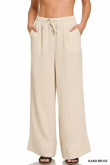 Zenana Woven Airflow Drawstring Pants - Trendsi - Flyclothing LLC