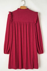 Frill Notched Long Sleeve Dress - Trendsi - Flyclothing LLC