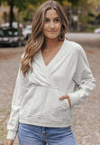 Surplice Long Sleeve Sweatshirt with Pocket - Trendsi - Flyclothing LLC