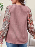 Printed V-Neck Long Sleeve T-Shirt - Trendsi - Flyclothing LLC