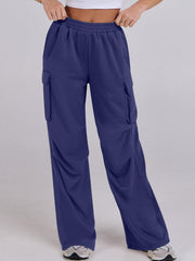 Elastic Waist Wide Leg Pants with Pockets - Trendsi