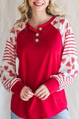 Heart Printed Round Neck Long Sleeve T-Shirt - Trendsi