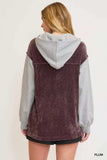 Umgee Contrast Hooded Chenille Jacket - Trendsi - Flyclothing LLC