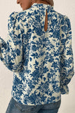 Printed Mock Neck Flounce Sleeve Blouse - Trendsi - Flyclothing LLC
