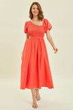 HEYSON Smocked Cutout Midi Dress - Trendsi - Flyclothing LLC