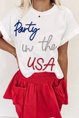 Letter Round Neck Short Sleeve T-Shirt - Trendsi - Flyclothing LLC