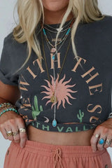 RISE WITH THE SUN Graphic Round Neck Short Sleeve T-Shirt - Trendsi - Flyclothing LLC