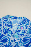 Printed Notched Three-Quarter Sleeve Blouse - Trendsi - Flyclothing LLC