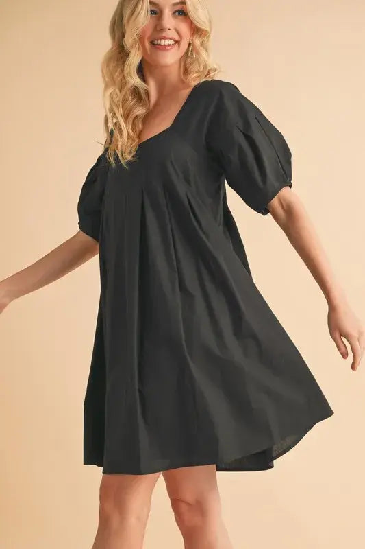 Aemi + Co Square Neck Babydoll Dress with Pockets - Trendsi - Flyclothing LLC