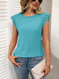 Lace Detail Round Neck Cap Sleeve Top - Trendsi - Flyclothing LLC
