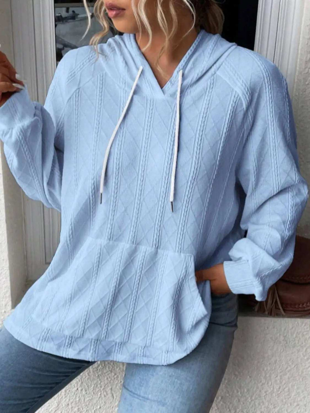Full Size Drawstring Long Sleeve Hoodie - Trendsi - Flyclothing LLC