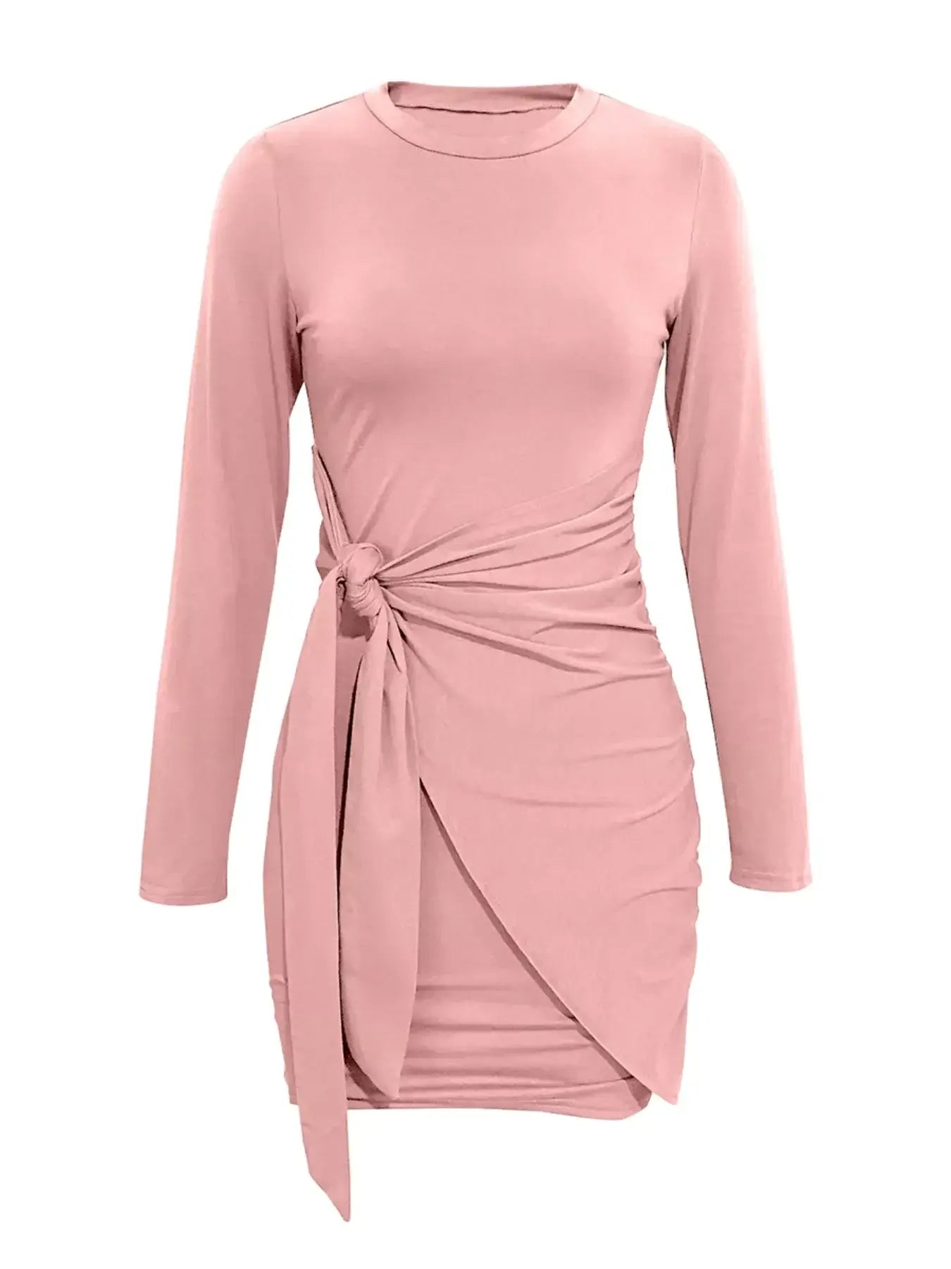 Round Neck Long Sleeve Bodycon Dress - Trendsi - Flyclothing LLC