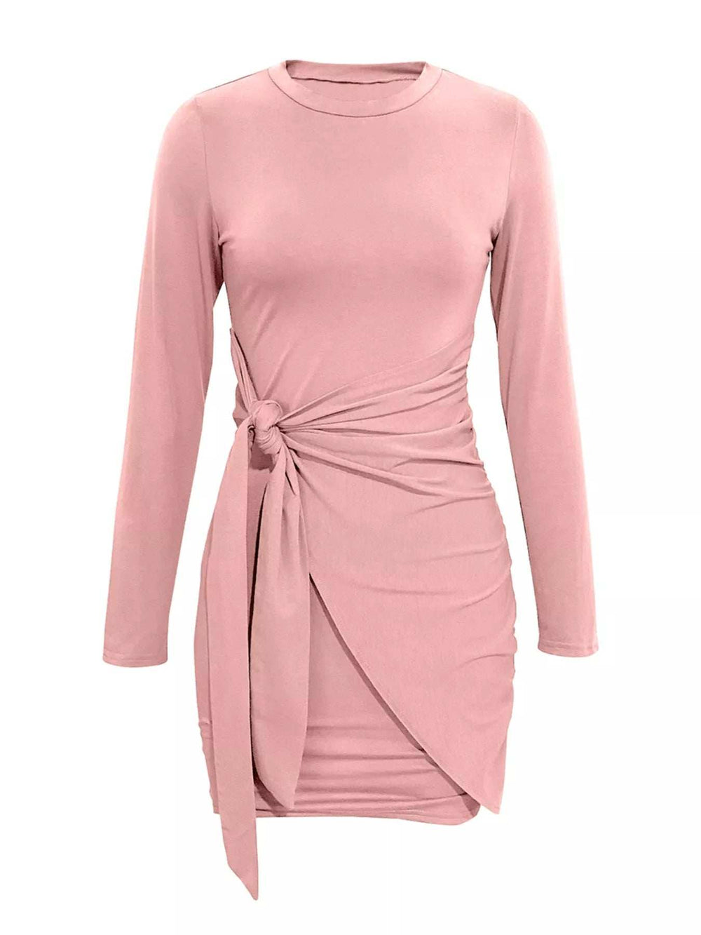 Round Neck Long Sleeve Bodycon Dress - Trendsi - Flyclothing LLC