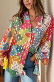 Printed Collared Neck Long Sleeve Shirt - Trendsi - Flyclothing LLC