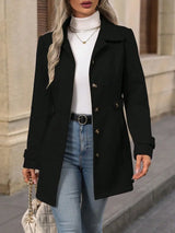 Button Up Long Sleeve Coat - Trendsi - Flyclothing LLC