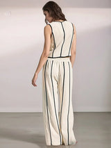 Stripe Vest and Pants Two-Piece Set - Trendsi - Flyclothing LLC