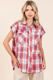 Mittoshop Mineral Wash Plaid Button Down Shirt - Trendsi