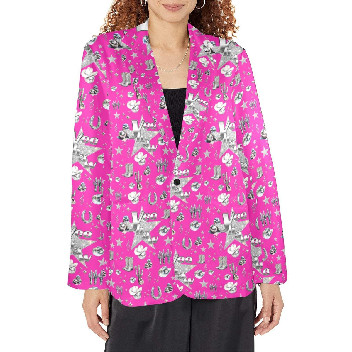 Baha Ranch Hot Pink YEEHAW Rhinestone Cowgirl Blazer - Baha Ranch Western Wear - Flyclothing LLC