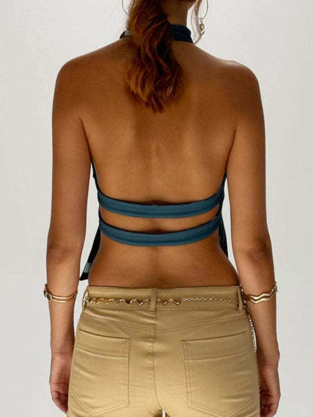 Backless Printed Halter Neck Tank - Trendsi - Flyclothing LLC