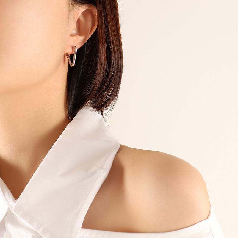Titanium Steel Geometric Huggie Earrings - Trendsi - Flyclothing LLC