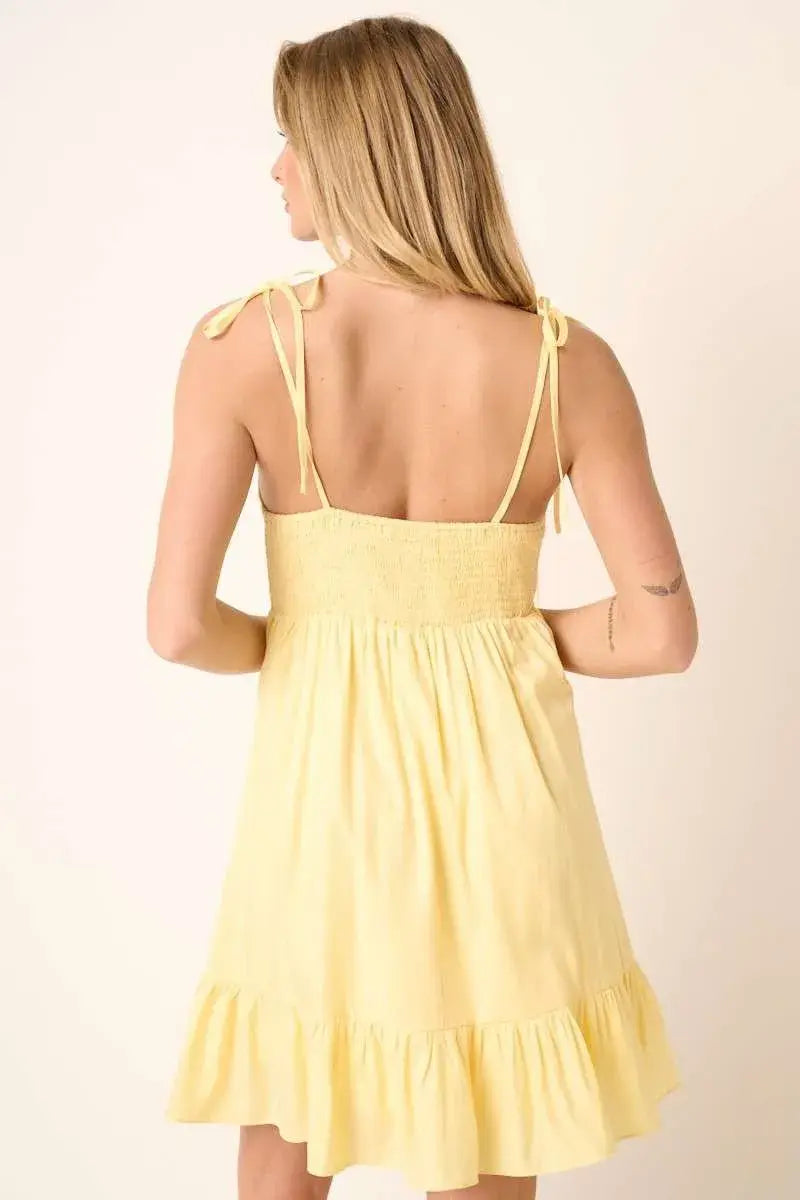 Mittoshop Ruched Detail Spaghetti Tie Mini Dress - Trendsi - Flyclothing LLC