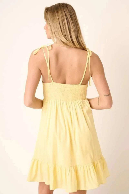 Mittoshop Ruched Detail Spaghetti Tie Mini Dress - Trendsi - Flyclothing LLC