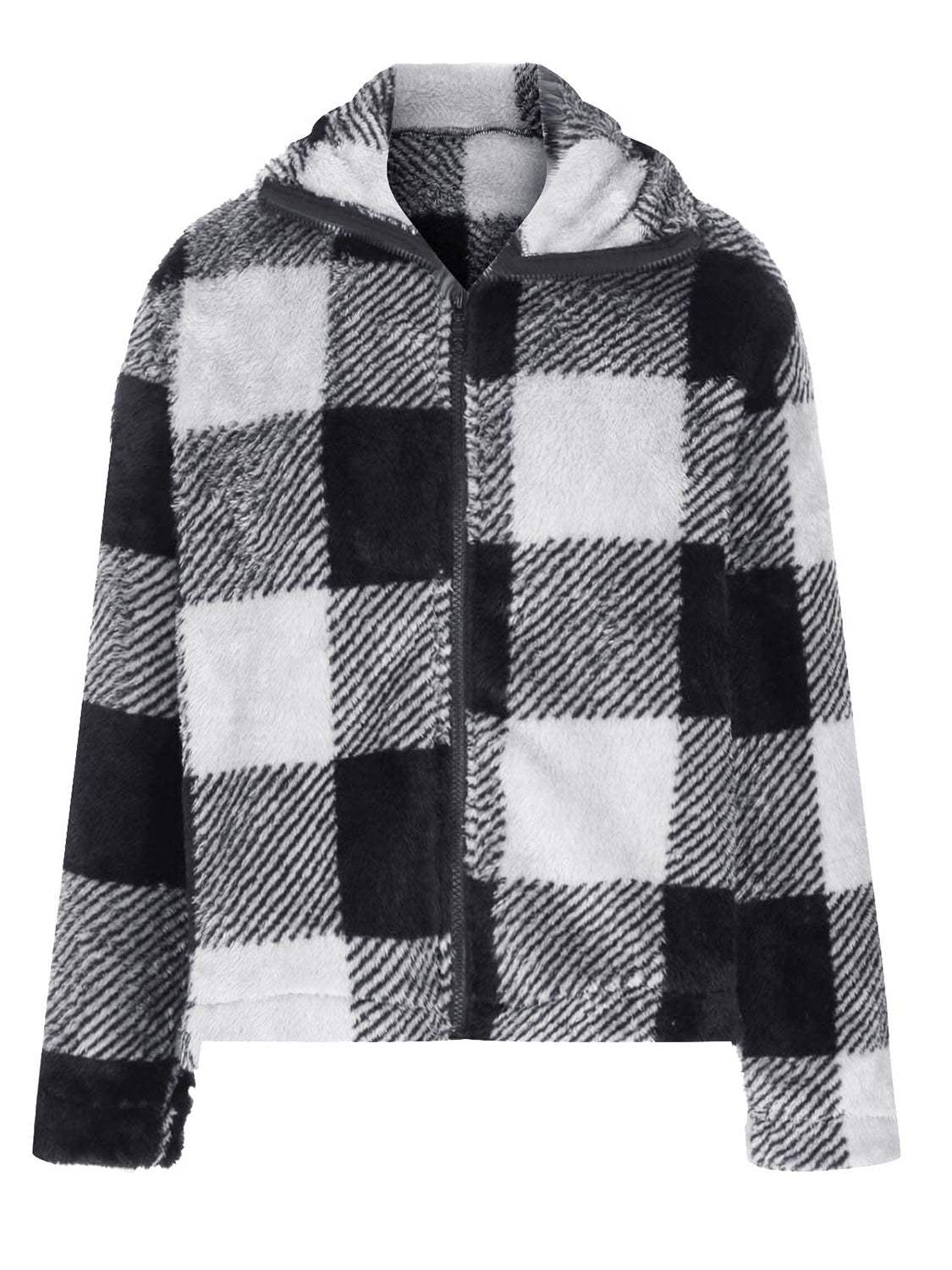 Full Size Plaid Zip Up Long Sleeve Jacket - Trendsi - Flyclothing LLC