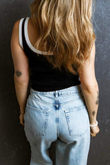 Contrast Trim Ribbed Knit Vest - Trendsi - Flyclothing LLC