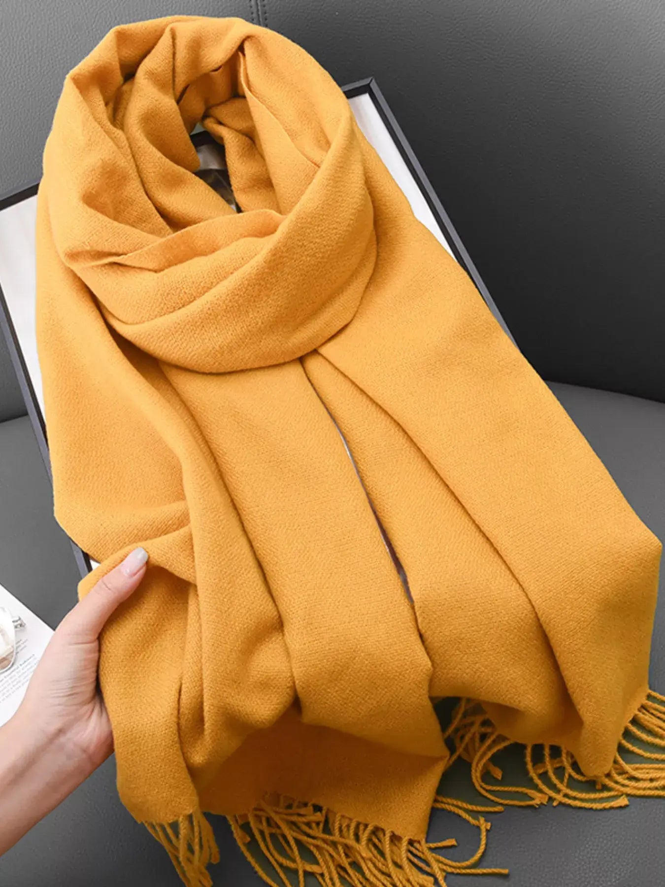 Solid Color Fringe Scarf - Trendsi - Flyclothing LLC