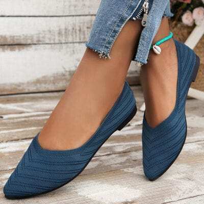 Mesh Point Toe Solid Color Slip-Ons - Trendsi - Flyclothing LLC