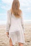 Openwork Side Slit Open Front Long Sleeve Cardigan - Trendsi - Flyclothing LLC