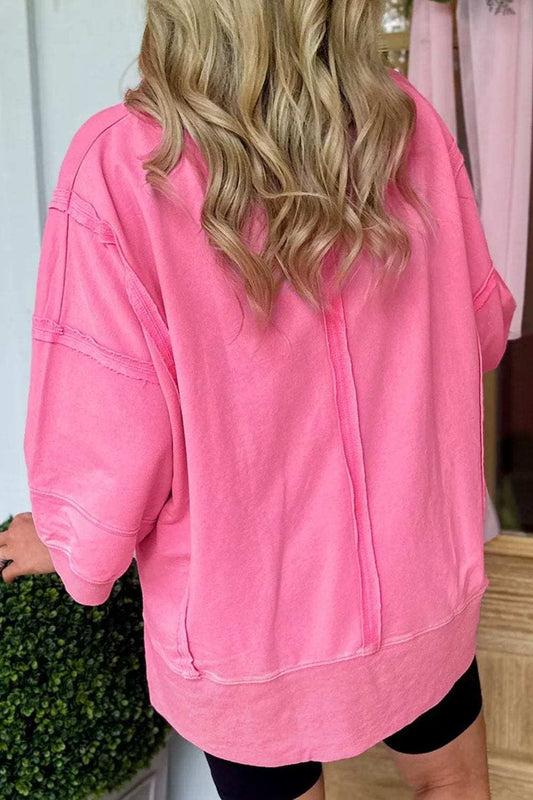 Exposed Seam V-Neck Blouse - Trendsi - Flyclothing LLC