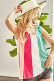 BiBi Cotton Span Knit Color Block Sleeveless Top - Trendsi - Flyclothing LLC