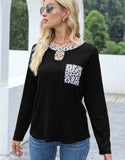 Cutout Leopard Round Neck Long Sleeve T-Shirt - Trendsi - Flyclothing LLC