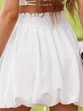 Frill Smocked Mini Skirt - Trendsi
