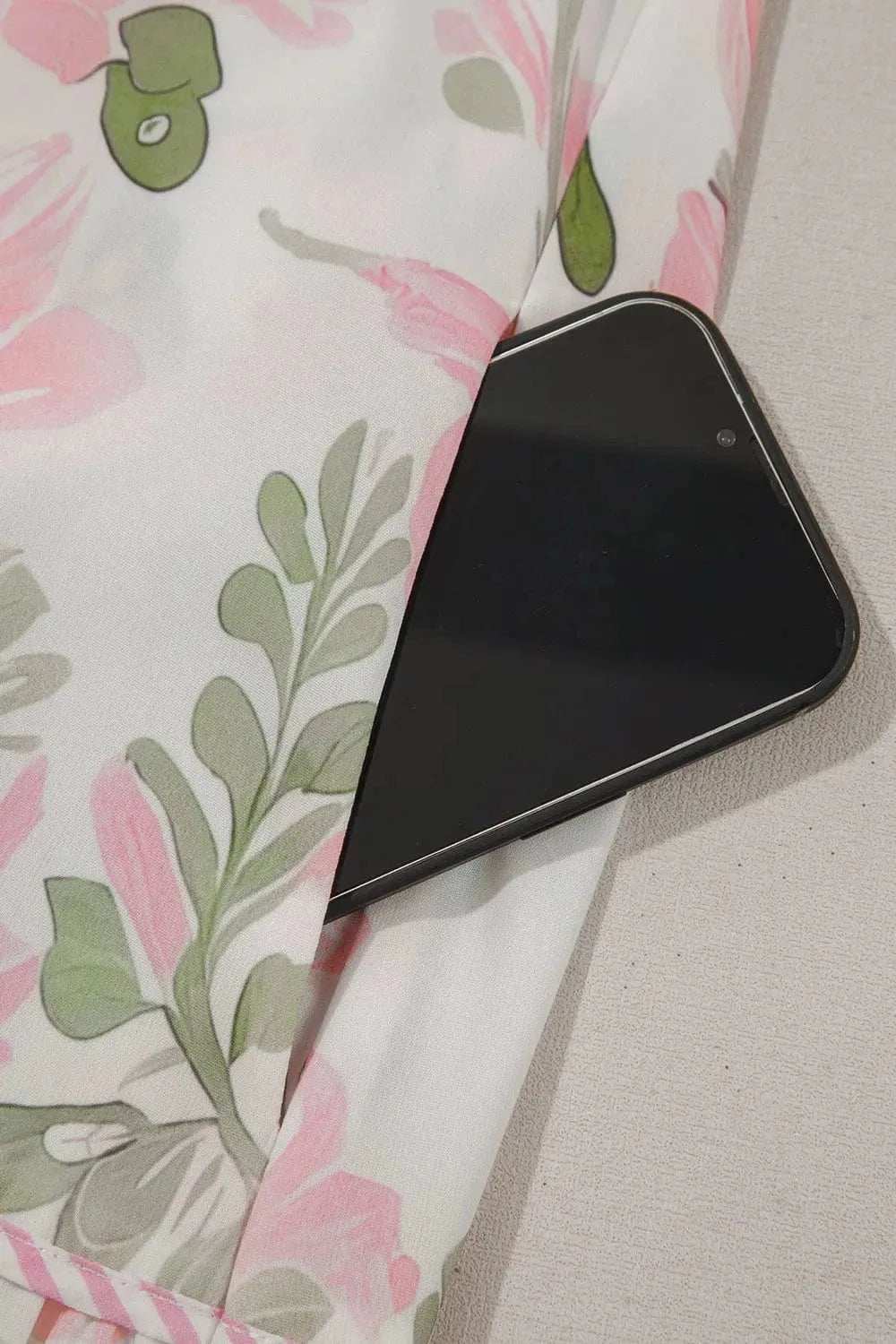 Floral Contrast Edge Layered Short Sleeve Mini Dress - Trendsi - Flyclothing LLC