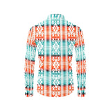Baha Ranch Turquoise Orange Aztec Unisex Western Button UP Shirt