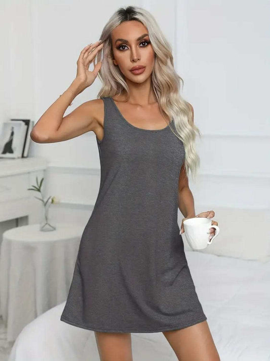 Full Size Scoop Neck Wide Strap Mini Dress - Trendsi - Flyclothing LLC