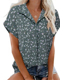 Collared Neck Short Sleeve Blouse - Trendsi - Flyclothing LLC