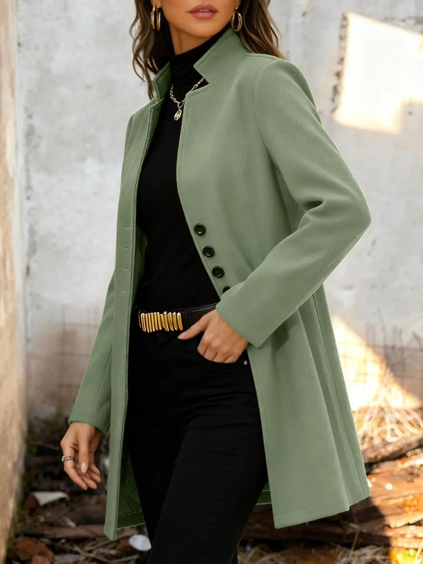 Button-Down Longline Outerwear - Trendsi - Flyclothing LLC