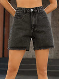Raw Hem High Waist Denim Shorts - Trendsi - Flyclothing LLC
