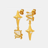 Zircon Copper Geometric Drop Earrings - Trendsi - Flyclothing LLC