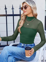 Lovelet Mock Neck Long Sleeve Top - Trendsi - Flyclothing LLC