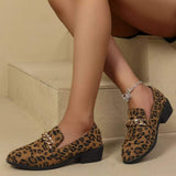 Leopard Chain Detail Loafers - Trendsi - Flyclothing LLC
